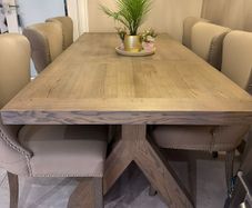 solid oak dining table and chairs
