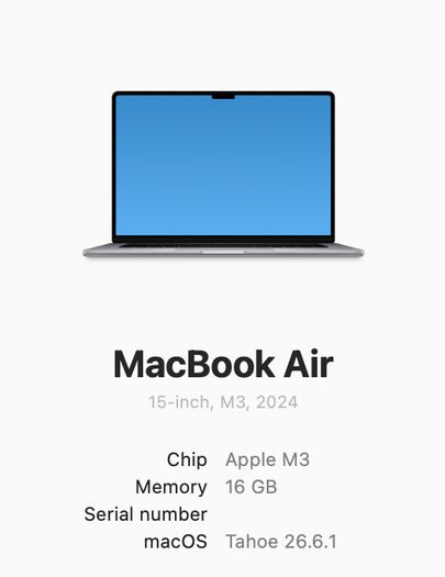 Macbook Air 15 M3 (2024) 16gb 512ssd