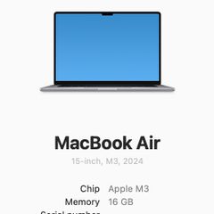 Macbook Air 15 M3 (2024) 16gb 512ssd