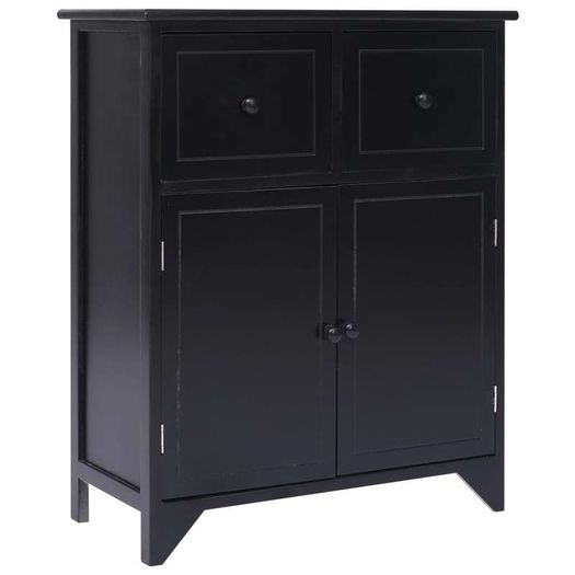 Side Cabinet Black 60x30x75 cm Paulownia Wood