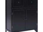 Side Cabinet Black 60x30x75 cm Paulownia Wood