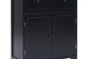 Side Cabinet Black 60x30x75 cm Paulownia Wood