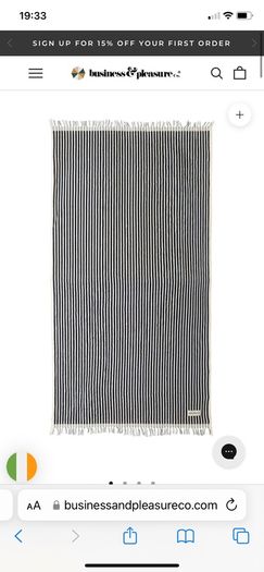 New oversized 100% cotton Lauren navy stripe beach towel by business and pleasure