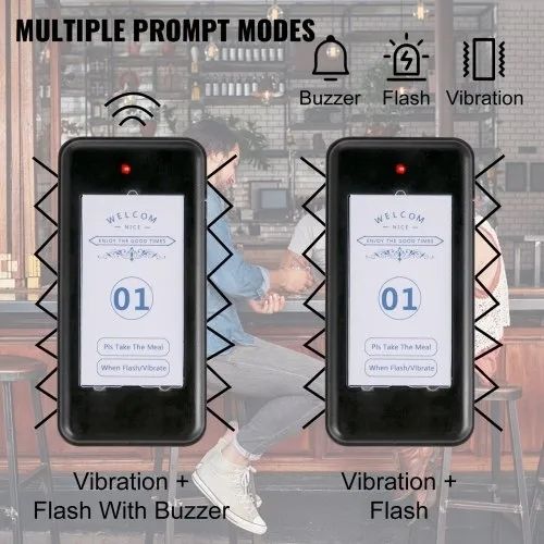 Restaurant Pager 16 Coasters Paging System Max 98 Nursery Pager Wireless Paging Queuing Calling System Touch Screen with Vibration, Flashing and Buzzer for Social Distance Hotels and Cafes