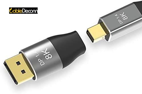 CableDeconn Premium 8K@60Hz/4K@144Hz Mini DisplayPort (Female) to DisplayPort (Male) v1.4 Bi-Directional Gold-Plated/Alloy Adapter (Brand New/Warranty)