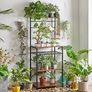 Kitchen Baker's Rack, Microwave Oven Stand with Storage Shelves, Industrial Coffee Bar Station, with Adjustable Wine Holders and S-Hooks, Metal Frame, Rustic Brown Image 2