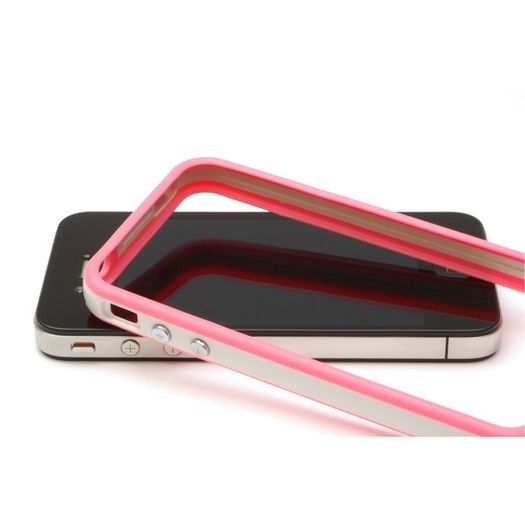 iPhone 4/ 4S Bumper Case Hard Plastic Rubber with Metal Buttons with Free Screen Protector