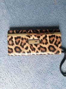 River Island leopard clutch bag