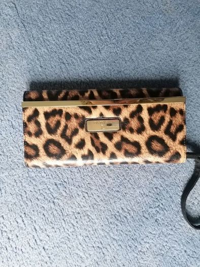 River Island leopard clutch bag
