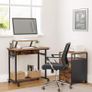 _Computer Desk with Wheels with Monitor Attachment 6 Hooks 80 x 50 x 90 cm Industrial Design Vintage Brown/Black Image 2