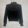 Other Stories Embroidered Bib Sweater Sz 8UK  S Black Ruffle Dark Academia Image 8