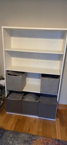 large wood shelving unit