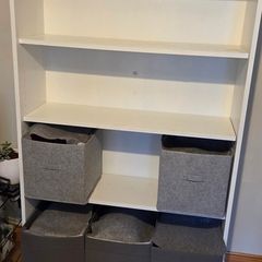 large wood shelving unit