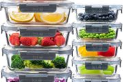Glass Containers with Lids (10 Pack)  Airtight &amp; BPA-Free  Oven, Microwave, Freezer &amp; Dishwasher Safe 370ml &amp; 1050ml  Durable Borosilicate Glass