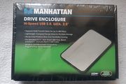 Manhattan 130028 2.5 Inch HDD USB 2.0 SATA Tool Free Silver External Enclosure Hard Drive Caddy Case for Laptop PC
