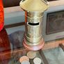 Vintage Novelty Post Office Box Money Box Brass With Wooden Base Image 6