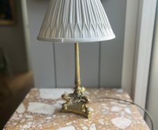Antique style brass table lamp with pleated shade