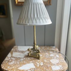 Antique style brass table lamp with pleated shade