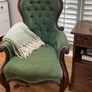 Vintage Laura ashley deep buttoned green velvet armchair Image 2
