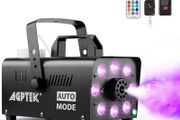 Upgraded Fog Machine, AGPtEK Smoke Machine 2000CFM Fog 500W 13 Colors with RGB Light Effect, 2 Wired and Wireless Remote Controls, for Wedding Halloween Christmas Stage Effect