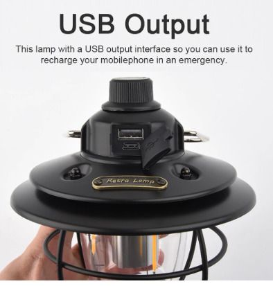 BRAND NEW USB Recharging Light Retro Campsite Lantern Outdoor Camping Hiking Tent Night Light Lamp Stepless Dimming Three Light Modes