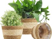 3Pcs Seagrass Planter Basket, 3 Size Woven Plant Pot Indoor Outdoor - Flower Pots Cover Storage Basket Plant Containers for Home Decor (Beige)