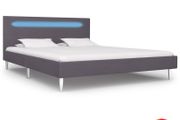 Bed Frame with LED Grey Fabric 135x190 cm