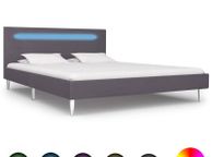 main image for ad Bed Frame with LED Grey Fabric 135x190 cm