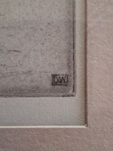 Art - Vintage Black and White Etching  ( Dorothy Woolard )