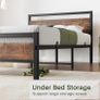 King Size Bed Frame with Wood Headboard,Heavy Duty Metal Platform Image 5