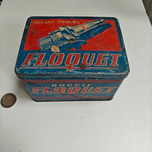 Old 1950s spark plugs tin automotive memorabilia moped