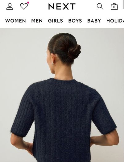 Next -Navy Blue Gem Crew Neck Knitted T-Shirt With Wool