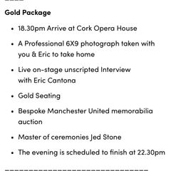 Gold package ticket to Eric Cantona.