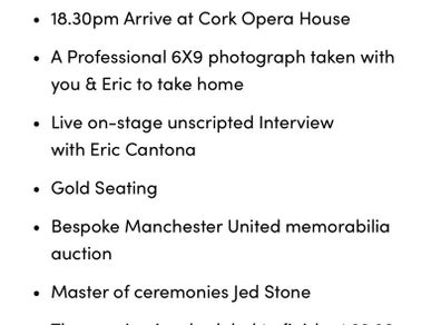 Gold package ticket to Eric Cantona.