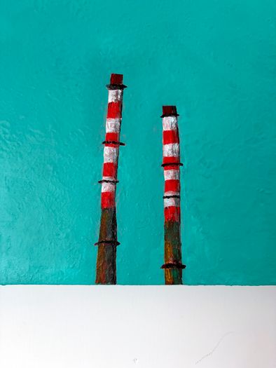 Poolbeg Chimneys Acrylic Art Painting on Deep Canvas