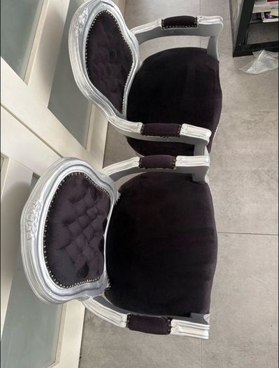 2x black mini throne armchairs