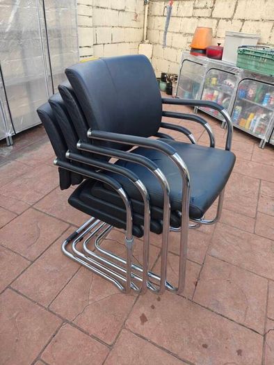 Klober Premium leather meeting room chairs - Black (x4)