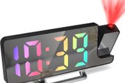 LED Projection Alarm Clocks Digital Clock for Bedroom 180 Rotatable Projector Colorful Digit Display Snooze Temperature 12/24H 4-Level Adjustable Brightness Night Mode for Home Office Decor