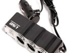 Car Interior 3 Sockets Car Cigarette Lighter Extender Splitter and 1 USB Port Car Charger