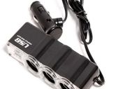 Car Interior 3 Sockets Car Cigarette Lighter Extender Splitter and 1 USB Port Car Charger