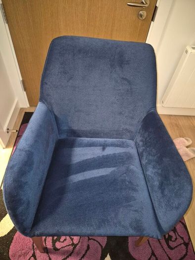 Like New! Modern Navy Blue Velvet Armchair
