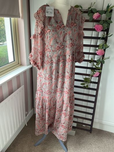 dress Bnwt indie + moi grey pattern long boho style dress T1