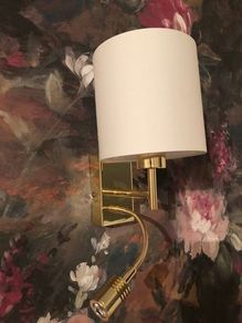 Elegant dual wall lights in Brass/ Linen. Set of Two. Perfect conditions.