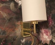 Elegant dual wall lights in Brass/ Linen. Set of Two. Perfect conditions.