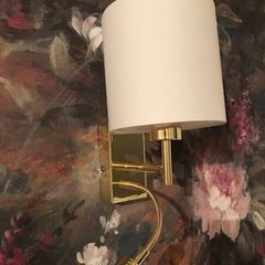 Elegant dual wall lights in Brass/ Linen. Set of Two. Perfect conditions.