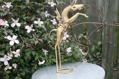 African Brass Sculpture of a Tribal Warrior on Horse