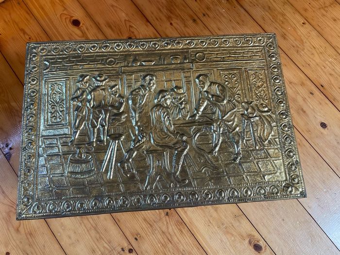 Vintage English Brass Fireplace Kindling Box
