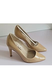 Cefalu Rita Cream Patent Leather Court Shoes EU32 UK13 Petite Heels BNIB