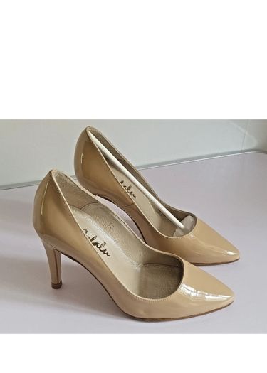 Cefalu Rita Cream Patent Leather Court Shoes EU32 UK13 Petite Heels BNIB