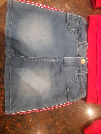 Girl's two piece outfit, denim.skirt and top